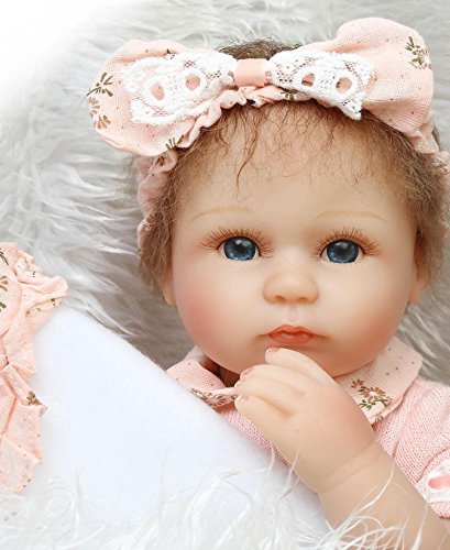 Pinky Reborn 17" Real Soft Vinyl Silicone Reborn Baby Dolls Realistic Newborn Dolls Girl Toy Magnet Pacifier for Xmas Gift
