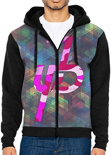 Zmaohat Hoodies Men's Jack Paul Pink Logo Long Sleeve Full Zip Up Hoodie Sweatshirt Casual Active Hooded Jackets - With 2 Pockets Black