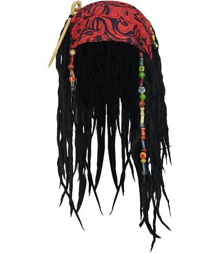 Pirate Costume Wig Set Women Polyester Curly Long Black Headscarf Accessories Amazon.com: Oiziuzio Halloween Pirate Costume Wigs Set Women  main image 2
