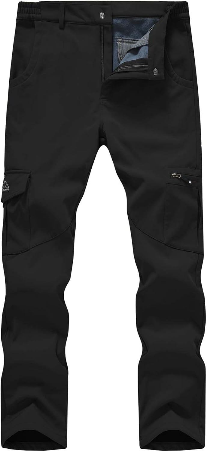 Rdruko Men's Snow Ski Outdoor Waterproof Windproof Hiking Snowboard Fleece Cargo Work Pants 6 Pockets: Clothing
