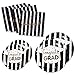 200PCS Graduation Party Supplies Paper Plates and Napkins Bulk for 50 Guests Dessert Round Disposable Plates Black Gold Tableware Set (for Graduation)