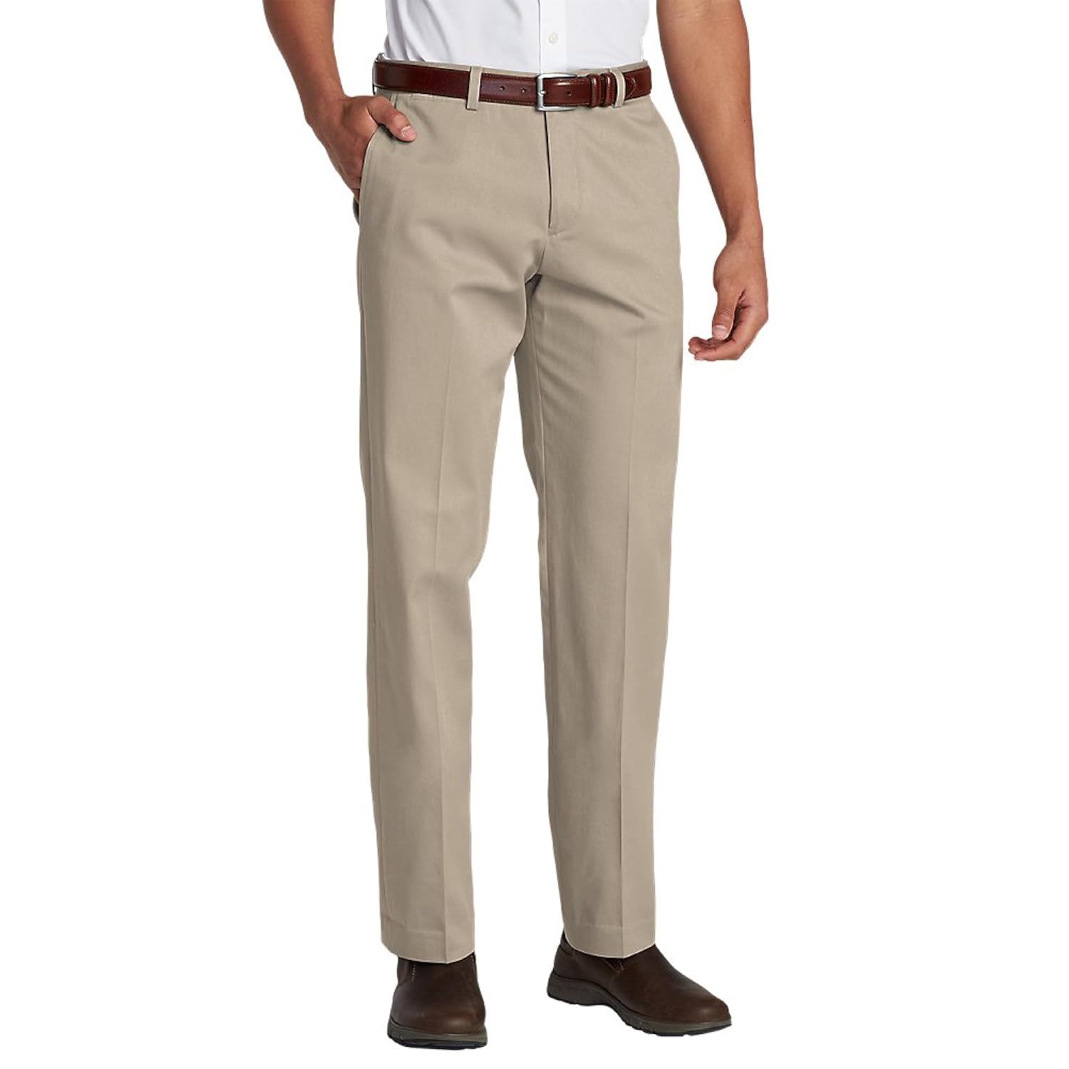 Eddie Bauer Men's WinkleFree Slim Fit FlatFront Performance Dress