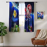 ZhiHdecor Boys Bedroom Backout Curtains Super Mario Brothers Drapes for Baby Iving Room