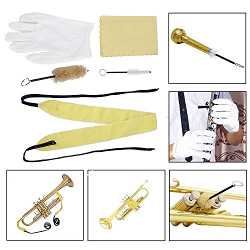 Musical Instrument Cleaning Set Maintenance Care Kit Trumpet Cleaning Brush Sets Strip Cloth Gloves Accessories