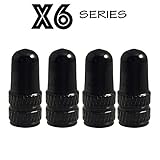 Set of 4 X6 Series Alloy Anodized Presta Valve Caps by Forest Byke Company (black)