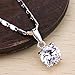 JewelrieShop Super Bling Bling Classic Design Cubic Zirconia Round Shape Pendant Necklace