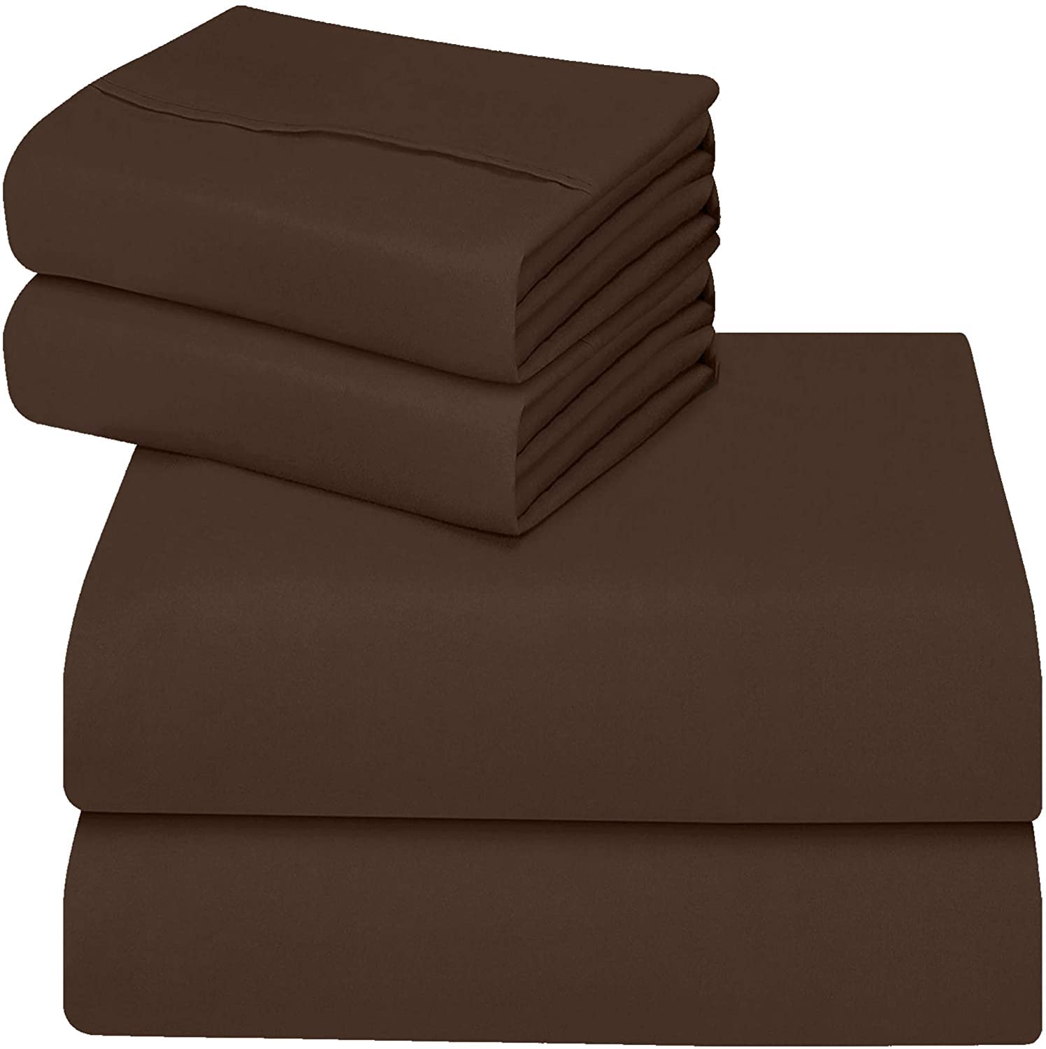 ComfyWell Bedding Single Bed - Single Bed Sheets Fitted Deep Pocket (35 cm) - Soft Brushed Microfibre Fabric Brown Bedding - Shrinkage and Fade Resistant. (Single (90x190cm), Brown)