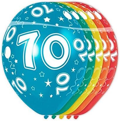 Folat 19370 70th Birthday Balloons - 5 pieces, Multi Colors