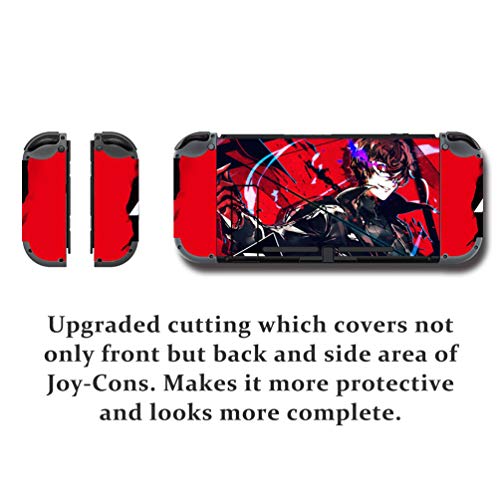 Gilgames Vinyl Skin Decals Cover for Nintendo Switch, Full Set Protector Wrap Game Stickers Joint Protective Faceplate Red Console Joy-Con Dock
