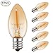 Emotionlite Night Light Bulbs, Amber LED C7 Bulb, 4W-7W Equivalent, E12 Candelabra Base, Salt Lamp and Nightlight Replacement, 0.5W Amber Yellowish 2200K, 50LM, 6 Pack