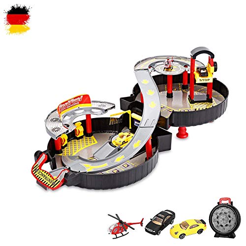HSP Himoto DIY Parkhaus Garage Spielzeug-Set im wunderschönen Koffer Design, leicht zu transportieren für Ihre Kinder…