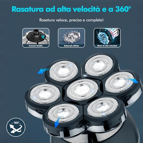 ETENTOUS Men's Bald Shaver – 7D Electric Shaver Beard – 6 in 1 Men's Hair Shaver Waterproof Head IPX7 Electric Shaver Body-Man with LED Display/9 Beauty Kit