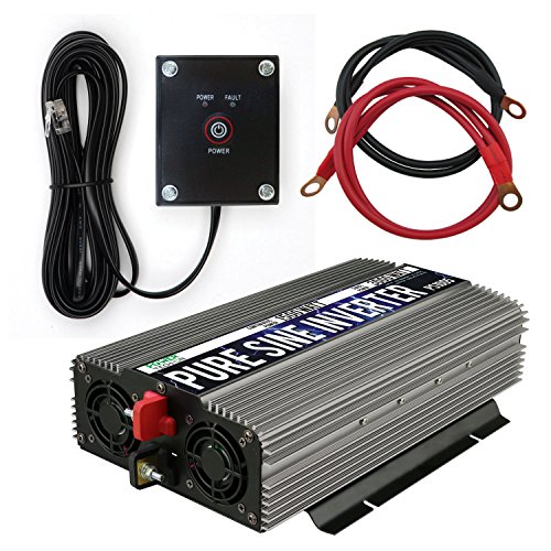 GoWISE Power 1500W Pure Sine Wave Power Inverter 12V DC to 120 V AC with 3 AC Outlets, 1 5V USB Port, 2 Battery Cables…