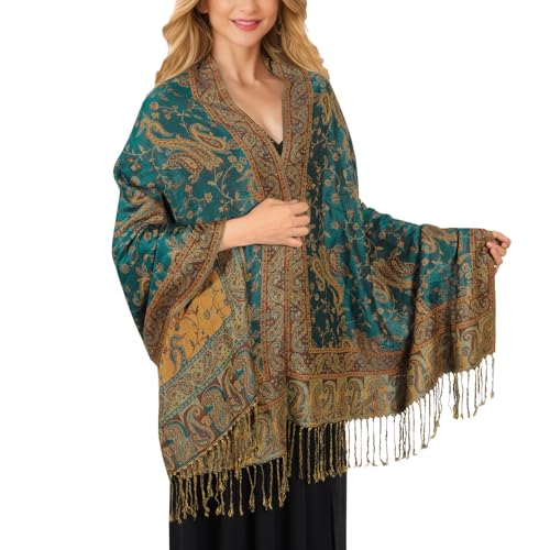 Lamca Pashmina Schal Damen, Elegant Weich Schultertuch Schal Für Damen, Leicht Frauen Halstuch Stola Mit Paisleymuster - Tuch Lang Damen