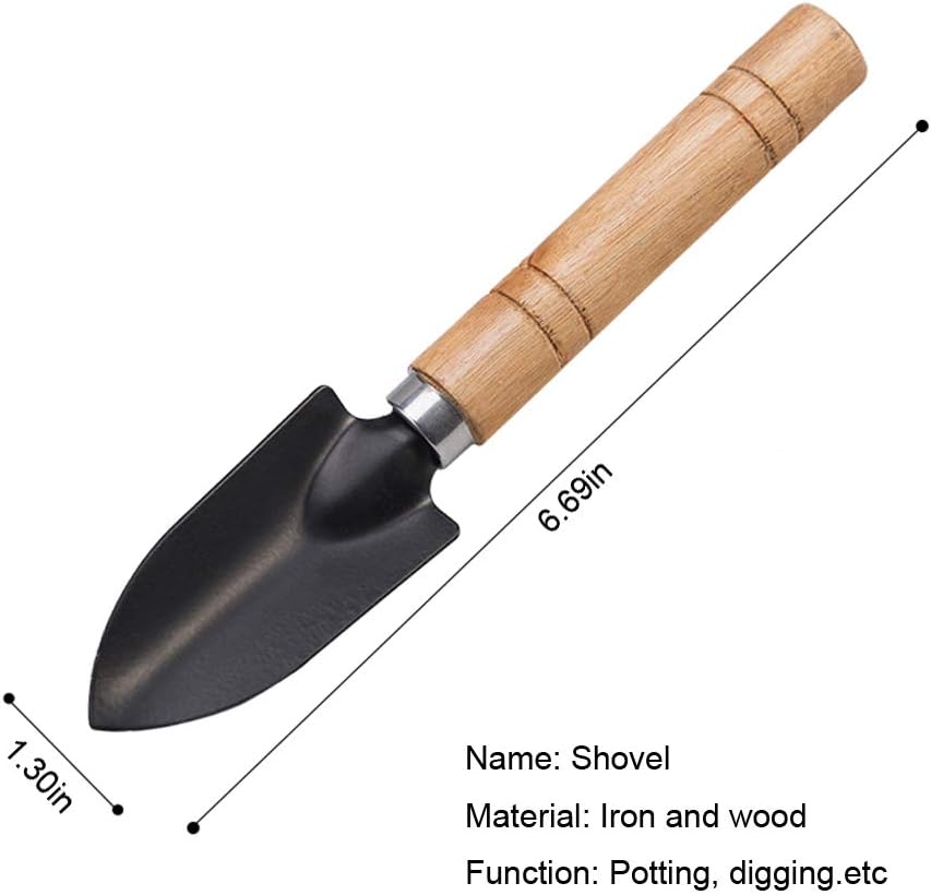 Huture Mini 3pcs Durable Spade Shovel Rake for Plant Potted Flowers Seedlings Loose Soil Erramientas Bonsai Wooden Handle Perfect Size for Little Hands Light Use Indoor Outdoor Gardening Care Gifts : Garden & Outdoor