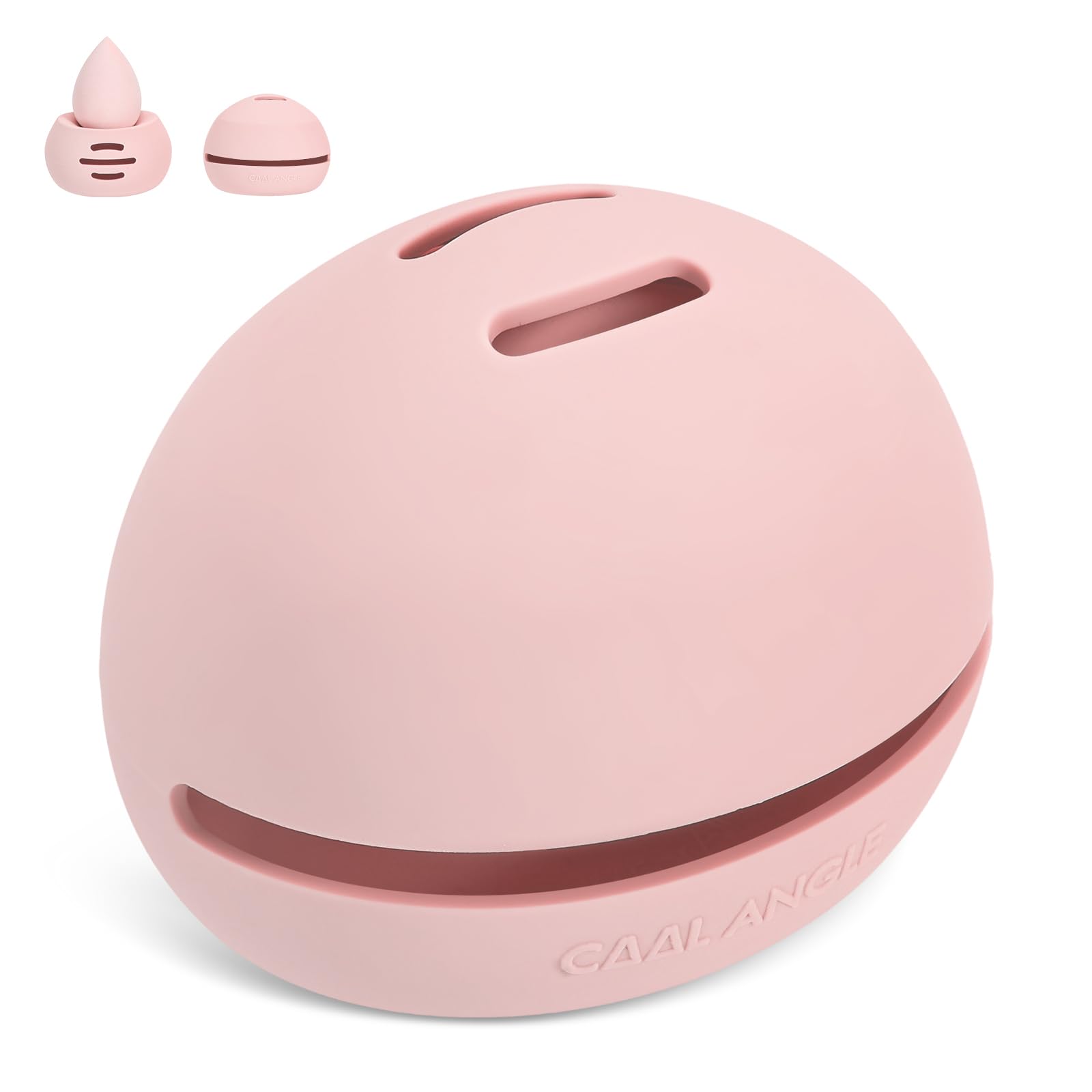 Photo 1 of COOL-ANGLE Makeup Sponge Holder Silicone Beauty Sponge Holder Makeup Blender Case for Travel 2 in 1 Stand Storage For Quick Drying Pink