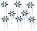 Blue Crystal Flower Hair Pins with Rhinestone for Bridal, Wedding, and Prom Accessory (Set of 8)