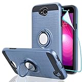 LG Fiesta 2 Case/X Power 2 / X Charge / K10 Power/Fiesta LTE Case HD Screen Protector,Ymhxcy 360 Degree Rotating Ring & Bracket Dual Layer Shock Bumper Cover LG LV7-ZH Metal Slate