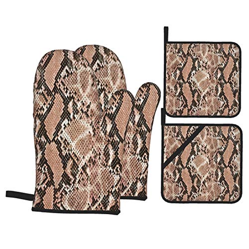 Juego de Manoplas y Porta ollas para Horno,Textura de patrón de Piel de Serpiente repitiendo, Guantes y agarraderas… Juego de Manoplas y Porta ollas para Horno,Textura de patrón de Piel de Serpiente repitiendo, Guantes y agarraderas…