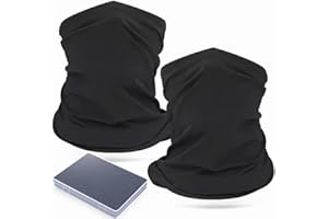 Showvigor 2-Pack Winter Neck Gaiter Warmer for Men&Women, Cotton Windproof & UPF 50+ - Breathable Face Cover Mask for Cycling, Hiking, Running, Festivals, All-Season Outdoor Activities (Black)