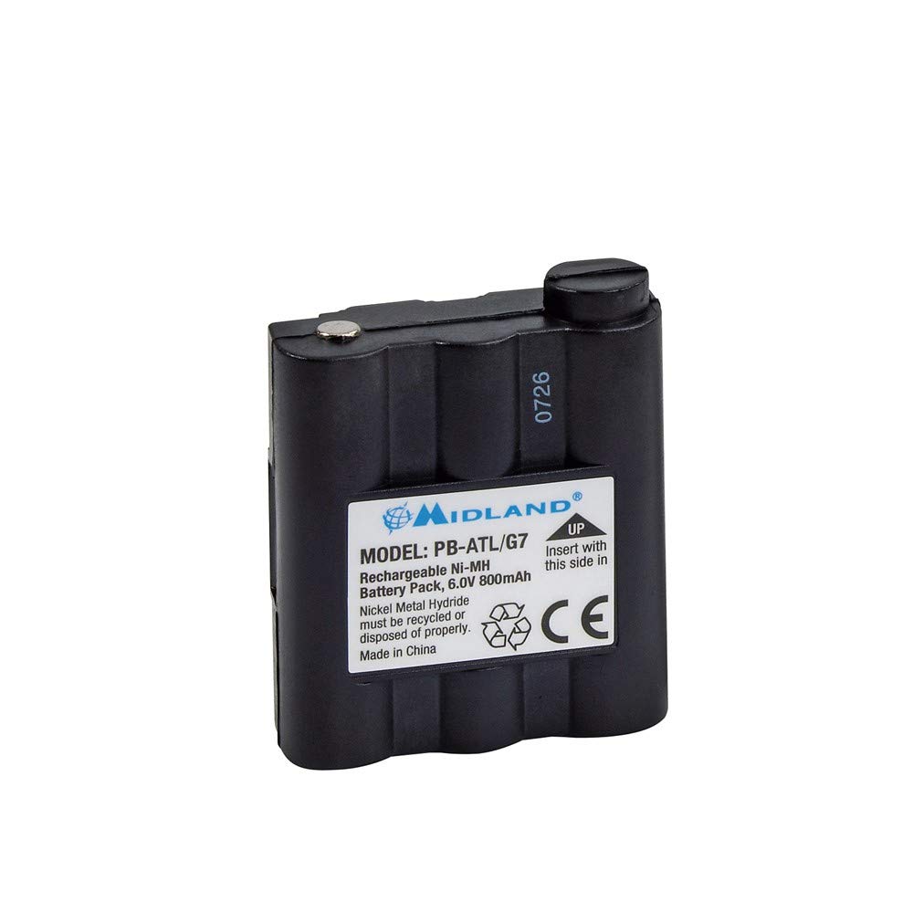 Midland - PB-ATL/G7 Battery for Walkie Talkies and Professional Transceivers, Compatible with G7/G7XT/G7PRO, G9/G9PLUS/G9PRO, Pacific, 800mAh (6V), Rechargeable Batteries for Extended Battery Life