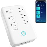 GHome Smart Plug Outlet Extender, Surge Protector with 3 Individually Controlled Smart Power Strips and 3 USB Ports, Works with Alexa & Google Home, 15A/1800W, White