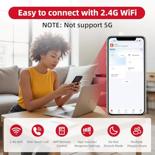 CallToU Wi-Fi Wireless Caregiver Pager Call Button for Elderly at Home , APP Emergency Alert for Seniors, Patients, and the Disabled with 1 Call Button, 1 Watch Button, 1 Receiver (2.4GHz Wi-Fi)