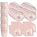 60th Pink and Gold Birthday Party Supplies Set Plates Napkins Cups Tableware Kit for 16