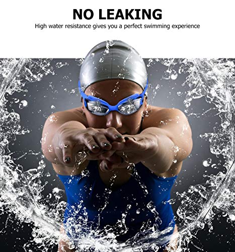 Swim Goggles, Swimming Goggles, UV 400 Protection Anti Fog No Leaking Wide View Pool Goggles with Ear Plug Nose Clip & Protective Case for Women Men Adult Youth - Thumbnail 3