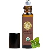 Organic Patchouli Essential Oil Roll On, 100% Pure USDA Certified Aromatherapy - Uplift Mood, Enhance Attraction, Rejuvenate 