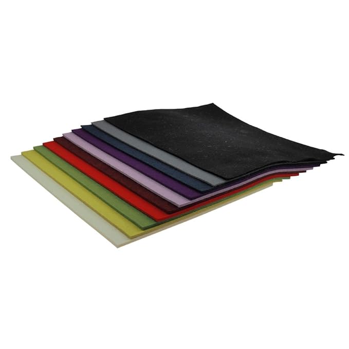 ebos Bastelfilz-Set in verschiedenen Farben Wollfilz ? dekorativ | farblich Sortiert | Megapack zum Basteln | 10 Bögen = 1 Bo