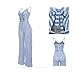 Women's Strap Stripe High Waist Wide Leg Long Pants Jumpsuits Rompers