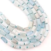 Yochus 16pcs Natural Aquamarine Tube Beads 8x11mm Cylinder Loose Semi Gemstone Beads for Jewelry Making Earring Bracelet Necklace