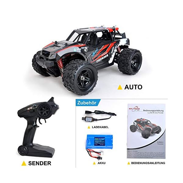 FunTomia Maximum RC Monster Truck - 4WD Thunder Car 36km/h ferngesteuertes Auto - Ersatzteile (1x Monster Truck… – Bild 7