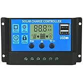 100A Solar Charge Controller 12V/24V: Solar Panel Regulator with Adjustable LCD Display Dual USB Port Timer Setting PWM Auto Parameter