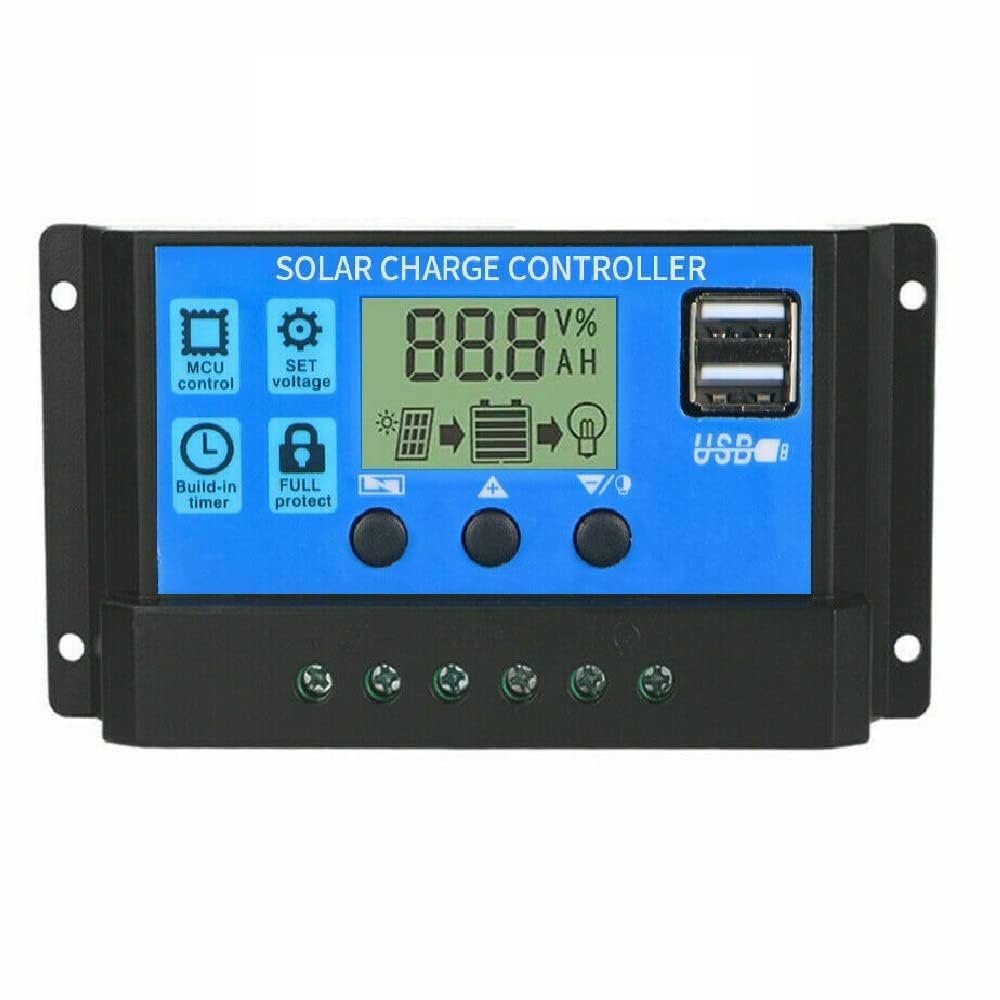 Photo 1 of 100A Solar Charge Controller 12V/24V: Solar Panel Regulator with Adjustable LCD Display Dual USB Port Timer Setting PWM Auto Parameter