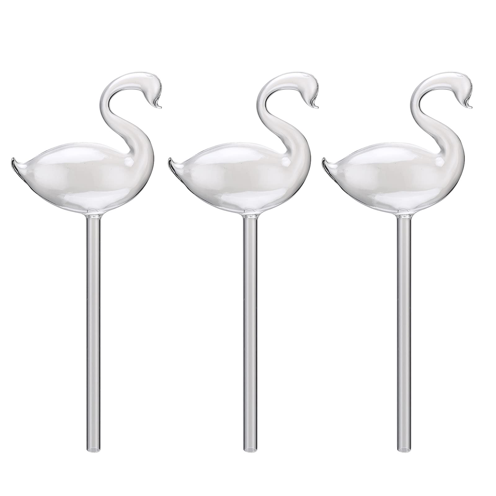 RWUDV 3 PCS Glass Plant Watering Globes Swan Self Watering Globes Self Watering Spikes Hand-Blown Automatic Plant Waterer Self Watering Devices Insert Water Bulbs for Indoor and Outdoor Plants