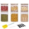 GoMaihe 800 ML + 1400 ML Voorraadpotten set van 6, Voorraaddozen Kruidenpotjes Luchtdichte Glazen Container Gemaakt van…