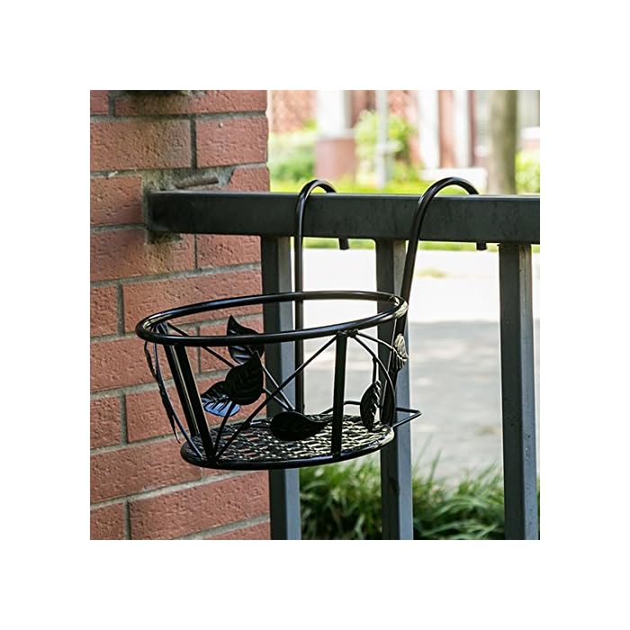 Tosnail 3 Pack 8" Metal Railing Planter Holder, Rail Hanging Flower