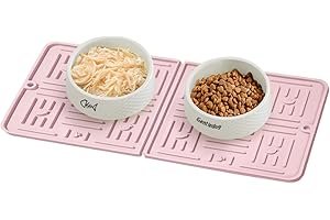 Gentledog Waterproof Dog Food Mat, Anti-Slip Raised Edge Silicone Pet Placemat, Cat Food Mat for Prevent Food and Water Overflow, Foldable Pet Feeding Mat for Cats and Puppy(Pink)