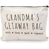 Grandma Birthday Gift Bag for Grammy Christmas Gifts for Grandma Makeup Bag with Zipper for New Grandmother Travel Bags for Women Grandma's Getaway Bag for Grammy Mothers Day Gifts for Nana Gigi