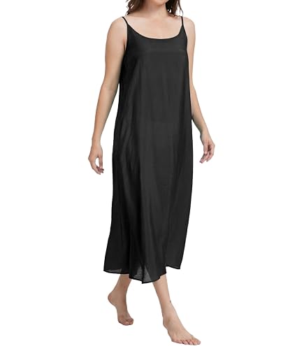 cotton slips for under dresses ZEEREE Women's Silk Long Full Camisoles Slip Dress Cami Dress Chemise Petticoat (US, Alpha, Large, Regular, Regular, Black) at Amazon Women's Clothing store AU/NZ 14 Cream Wave Print Knit Size:13 E Linen Breeze Launch
