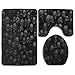 HOMESTORES Black Skull Head Bathroom 3-Piece Mat Sets Pedestal Mat + Lid Toilet Cover + Bath Mat Doormat Non-slip Rug