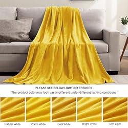 BEDELITE Fleece Blankets Queen Size Yellow Throw