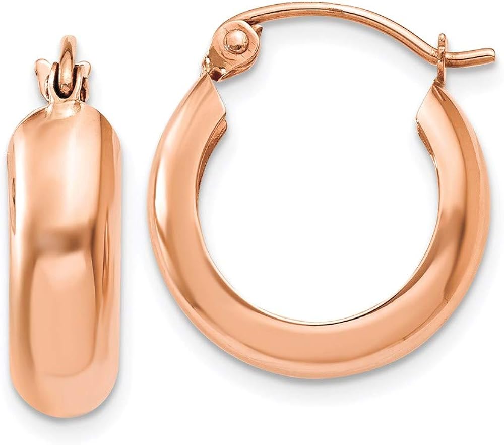 14ct Rose Gold Bangle Small Hoop Earrings: Amazon.co.uk: Jewellery