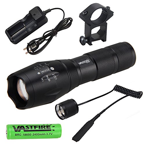 VastFire IR Light Focus Night Vision Flashlight Led Infrared 34mm Lens Torch Osram 940nm Adjustable (Torch+18650 Battery+Charge+Pressure Switch+Scope Mount)