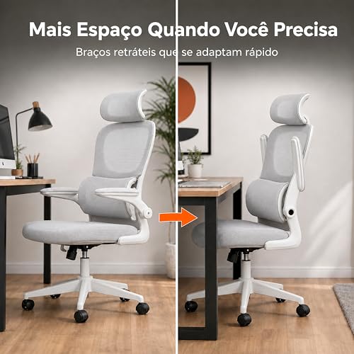 Laruno Cadeira de Escritório Presidente Madri Ergonômica Giratória Reclinável com Apoio de Pés Cadeira Gamer Diretor Suporte Lombar Estofada Braço Articulado Conforto Premium Suporta até 200kg