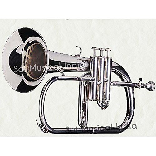 Queen Brass Silver Chrome Flugel Horn Bb Flat With Free Case Box & Mouth Pc. - Thumbnail 4