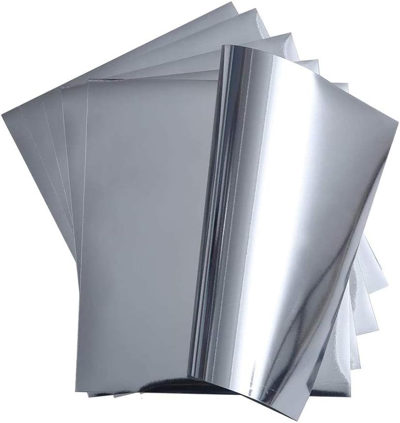 Amazon Com Stretchable Metallic Silver Foil Htv Heat Transfer Vinyl For T Shirts 12 X 9 8 Pack Of 6 Arts Crafts Sewing