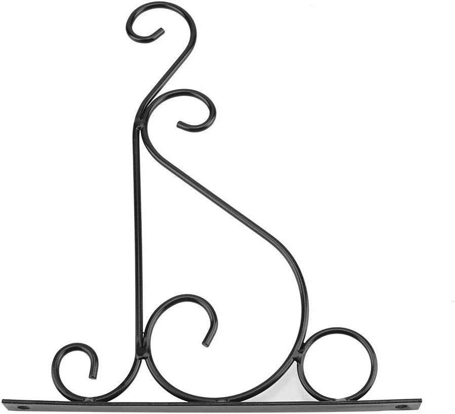 Broco Wall Hanging Basket Bracket Plant Hook for Garden Basket Lantern Lawn Light Flower Pots 30 * 21cm(Black)